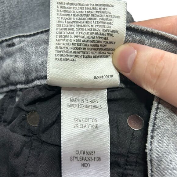 Agolde Nico Women's High Rise Skinny Jeans Raw Hem Gray Size 26 - Picture 6 of 8